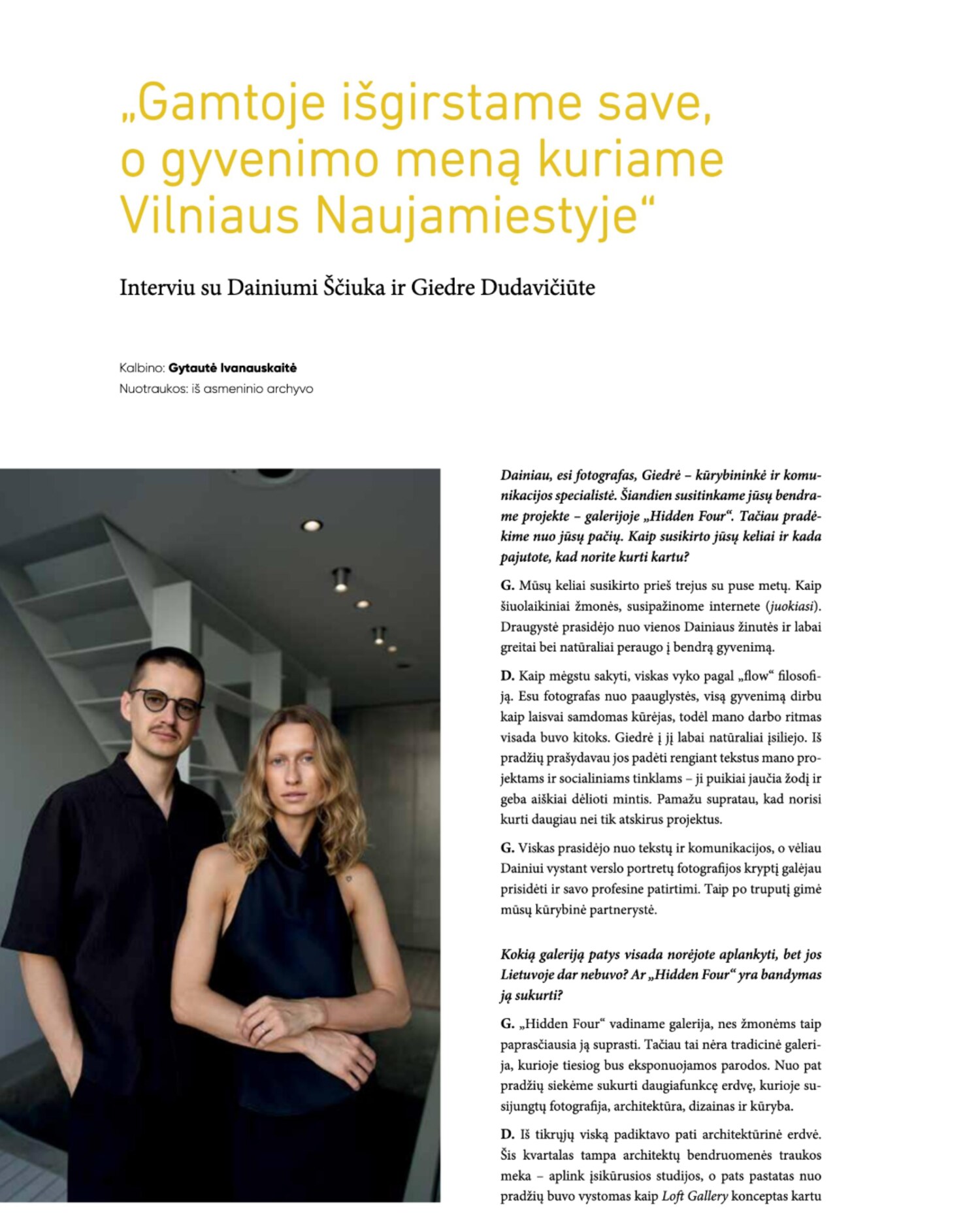 Interjeras.lt interviu, pirmas puslapis